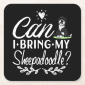 Kann ich meine Sheepadoodle mitbringen? Rechteckiger Pappuntersetzer (Vorderseite)