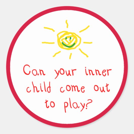 Kann Ihr Kind draußen herkommen und spielen? Runder Aufkleber (Vorderseite)