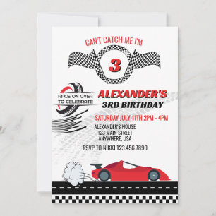 Kann mich keinen Red Race Car Kindergeburtstag hol Einladung