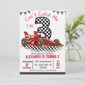 Kann mich nicht erwischen, ich bin 3 Red Race Birt Einladung (Stehend Vorderseite)