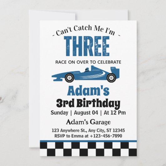 Kann mich nicht erwischen, ich bin drei Junge am 3 Einladung (Vorderseite)