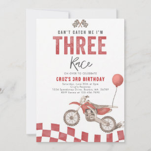 Kann mich nicht fangen Dirt Bike 3. Geburtstag Einladung