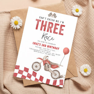 Kann mich nicht fangen Dirt Bike 3. Geburtstag Einladung