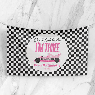 Kann mich nicht fangen Pinkes Rennwagen 3. Geburts Banner