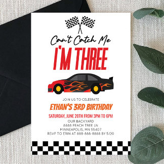 Kann mir kein Red Race Car 3. Geburtstag Party hol Einladung