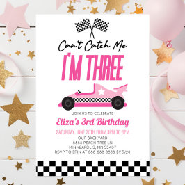 Kann mir kein rosa Rennwagen des 3. Geburtstags-Pa Einladung