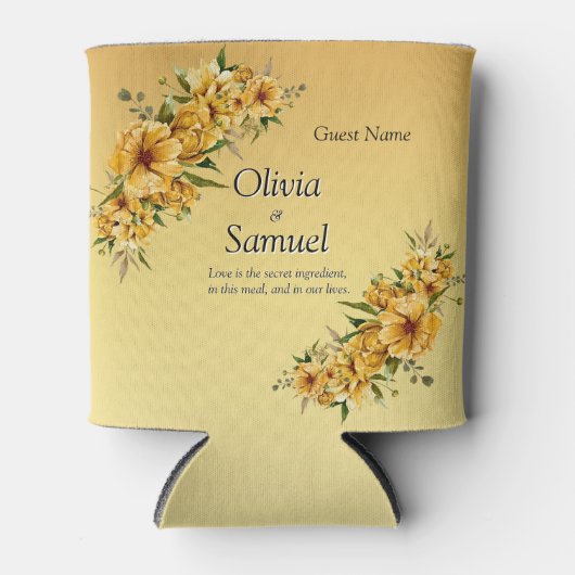 Kann mit dem Namen des Gastes goldene gelbe Blumen Dosenkühler (Vorderseite)