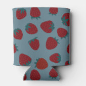 Kann mit Erdbeeren auf Türkis kühlen Dosenkühler (Rückseite)