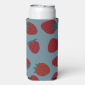 Kann mit Erdbeeren auf Türkis kühlen Selters Dosenkühler (Seltzer Rückseite)