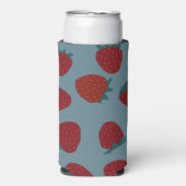 Kann mit Erdbeeren auf Türkis kühlen Selters Dosenkühler (Seltzer Vorderseite)