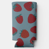 Kann mit Erdbeeren auf Türkis kühlen Selters Dosenkühler (Rückseite)