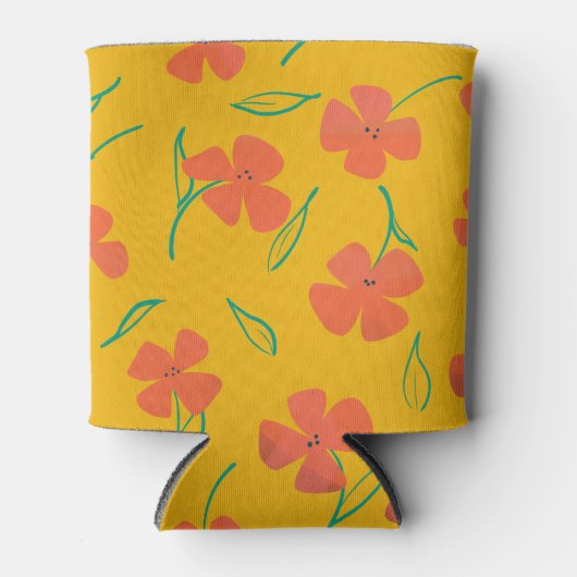 Kann mit hellrot-orangefarbenen Blume kühler werde Dosenkühler (Vorderseite)