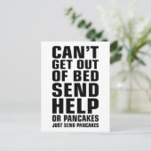 Kann nicht aus dem Bett kommen und Pfannkuchen sch Postkarte (Stehend Vorderseite)
