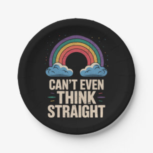 Kann nicht einmal geradeaus denken LGBTQ Gay Pride Pappteller