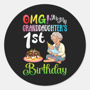 Kann nicht ruhig bleiben Enkelin 1. Geburtstag Oma Runder Aufkleber