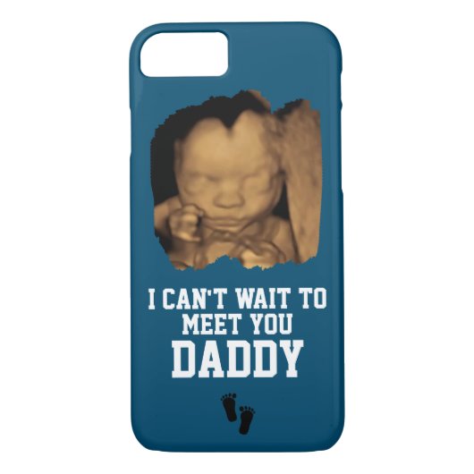 Kann nicht warten, Daddy Sonogram Baby Foto Blue z Case-Mate iPhone Hülle (Rückseite)