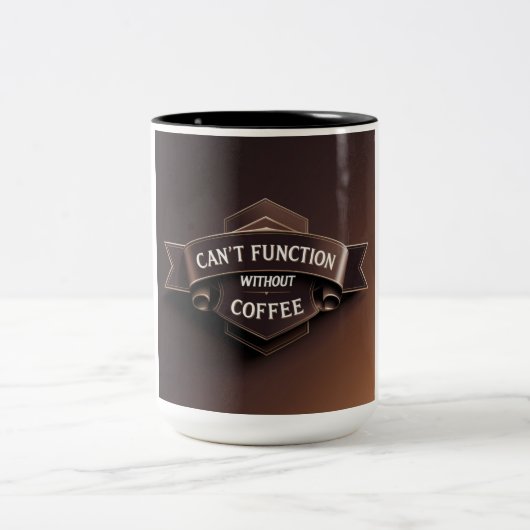 Kann ohne Kaffee-Tasse nicht funktionieren Zweifarbige Tasse (Mittel)