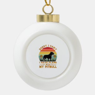 Kann Pläne Hund Pitbull Retro Sonnenuntergang_1 Keramik Kugel-Ornament