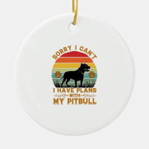 Kann Pläne Hund Pitbull Retro Sonnenuntergang_1 Keramik Ornament