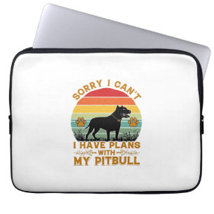 Kann Pläne Hund Pitbull Retro Sonnenuntergang_1 Laptopschutzhülle