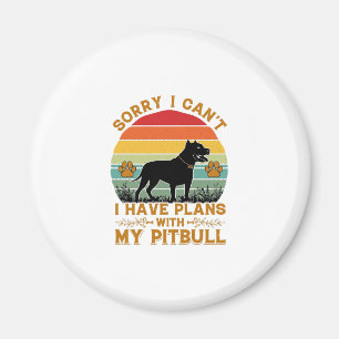 Kann Pläne Hund Pitbull Retro Sonnenuntergang_1 Magnet