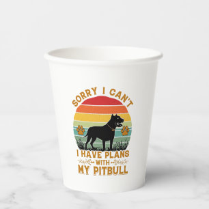 Kann Pläne Hund Pitbull Retro Sonnenuntergang_1 Pappbecher
