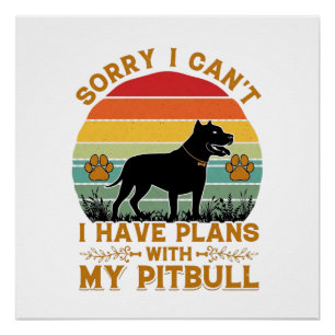 Kann Pläne Hund Pitbull Retro Sonnenuntergang_1 Poster
