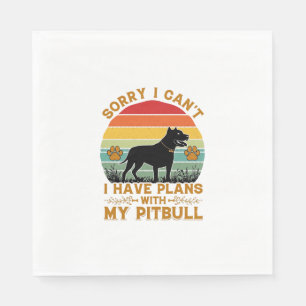 Kann Pläne Hund Pitbull Retro Sonnenuntergang_1 Serviette
