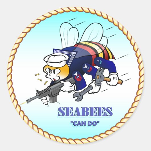Kann Seabee machen Runder Aufkleber (Vorderseite)