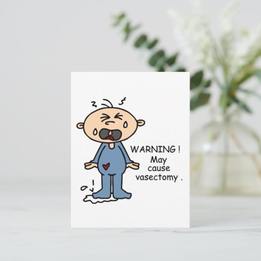 Kann Vasektomie Baby verursachen (blau) Postkarte (Stehend Vorderseite)