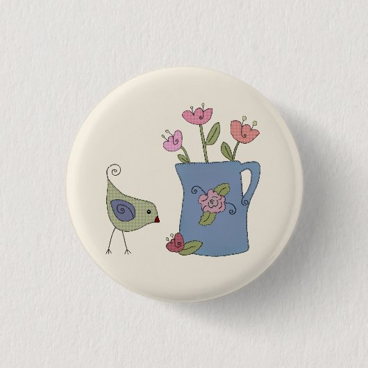 Kanne mit Vogel Button (Vorderseite)