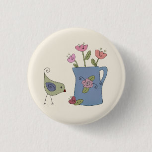 Kanne mit Vogel Button