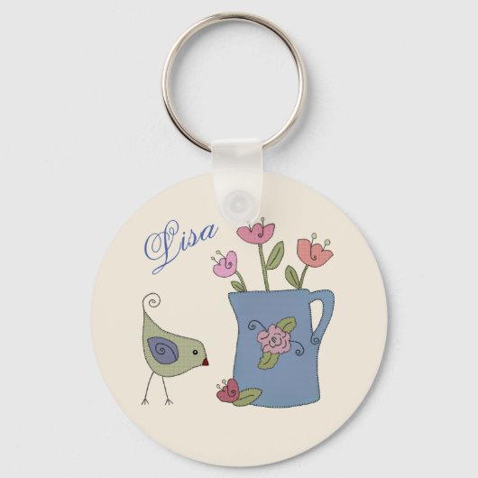 Kanne mit Vogel persönlich Schlüsselanhänger (Vorderseite)