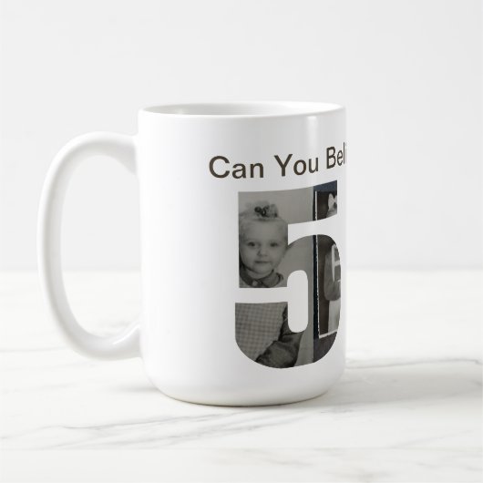 Kannst du es glauben, 50 zu werden? Kinderfoto-Col Kaffeetasse (Links)