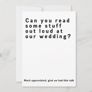 Kannst du laut lesen? Funny Weddding Einladung
