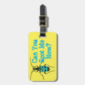 "Kannst du mich jetzt treffen" Blaue Gepunktete Kä Gepäckanhänger (Vorderseite vertikal)