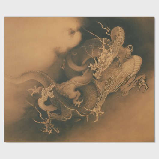 Kanō Hōgai - zwei Drachen in Wolken Geschenkpapier (Flach)