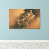 Kanō Hōgai Zwei Dragons in Wolken Leinwanddruck (Insitu (Holzboden))