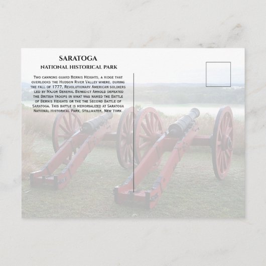 Kanonen, Bernis Heights Battle of Saratoga Postkarte (Rückseite)