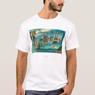 Kanonen-Strand, Oregon - große Buchstabe-Szenen T-Shirt