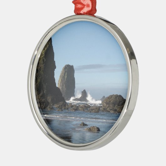 Kanonen-Strand und Heuschober-Felsen-Packpapier Ornament Aus Metall (Links)