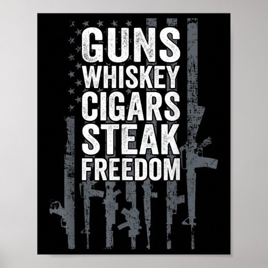 Kanonen Whiskey Zigarren Steak Freedom - Funny Dri Poster (Vorne)