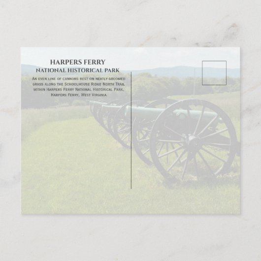 Kanonen, Ziviler Krieg, Harpers Ferry NHP Postkarte (Rückseite)