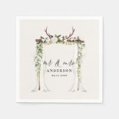 Kanopy rustikale botanische Hochzeit mr und mrs Dr Serviette (Vorderseite)