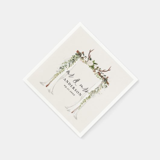 Kanopy rustikale botanische Hochzeit mr und mrs Dr Serviette (Ecke)
