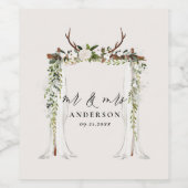 Kanopy rustikale botanische Hochzeit mr und mrs Dr Weinetikett (Einzelnes Label)
