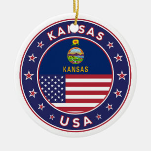 Kansa, Kansas Aufkleber, Tasche, Uhr, Handy Keramik Ornament