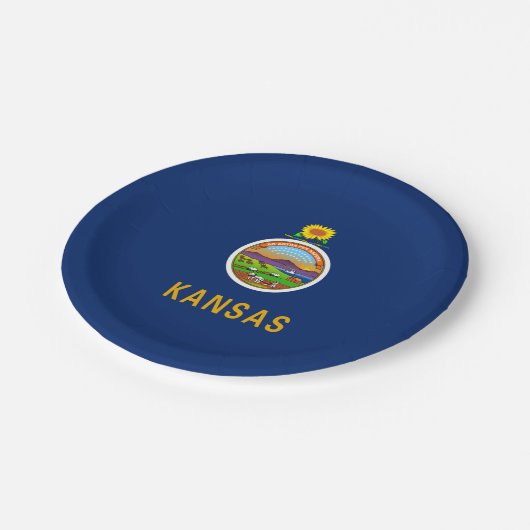 Kansan Flag, Flag of Kansas Pappteller (Schrägansicht)