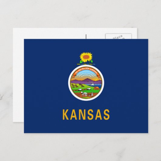 Kansan-Flagge, Flagge Kansas Postkarte (Vorne/Hinten)