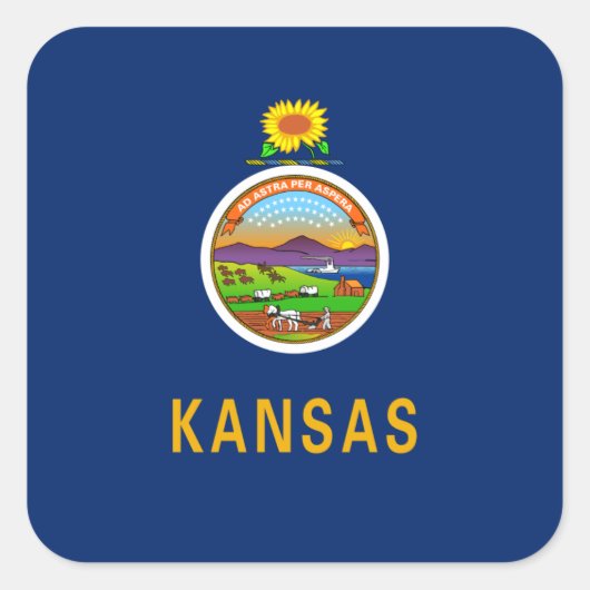 Kansan-Flagge, Flagge Kansas Quadratischer Aufkleber (Vorderseite)